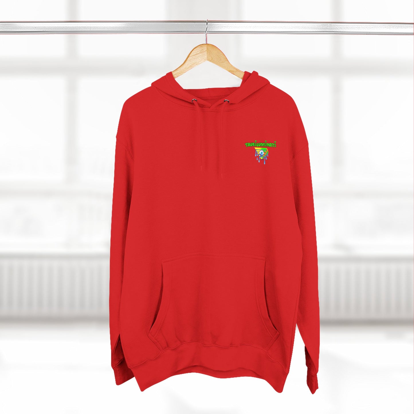 Vibrant Three-Panel Fleece Hoodie, Cozy Sweatshirt for Fall, Unique Graphic Hoodie, Artistic Gift, Festival Wear Saint Death By Trueiluminati