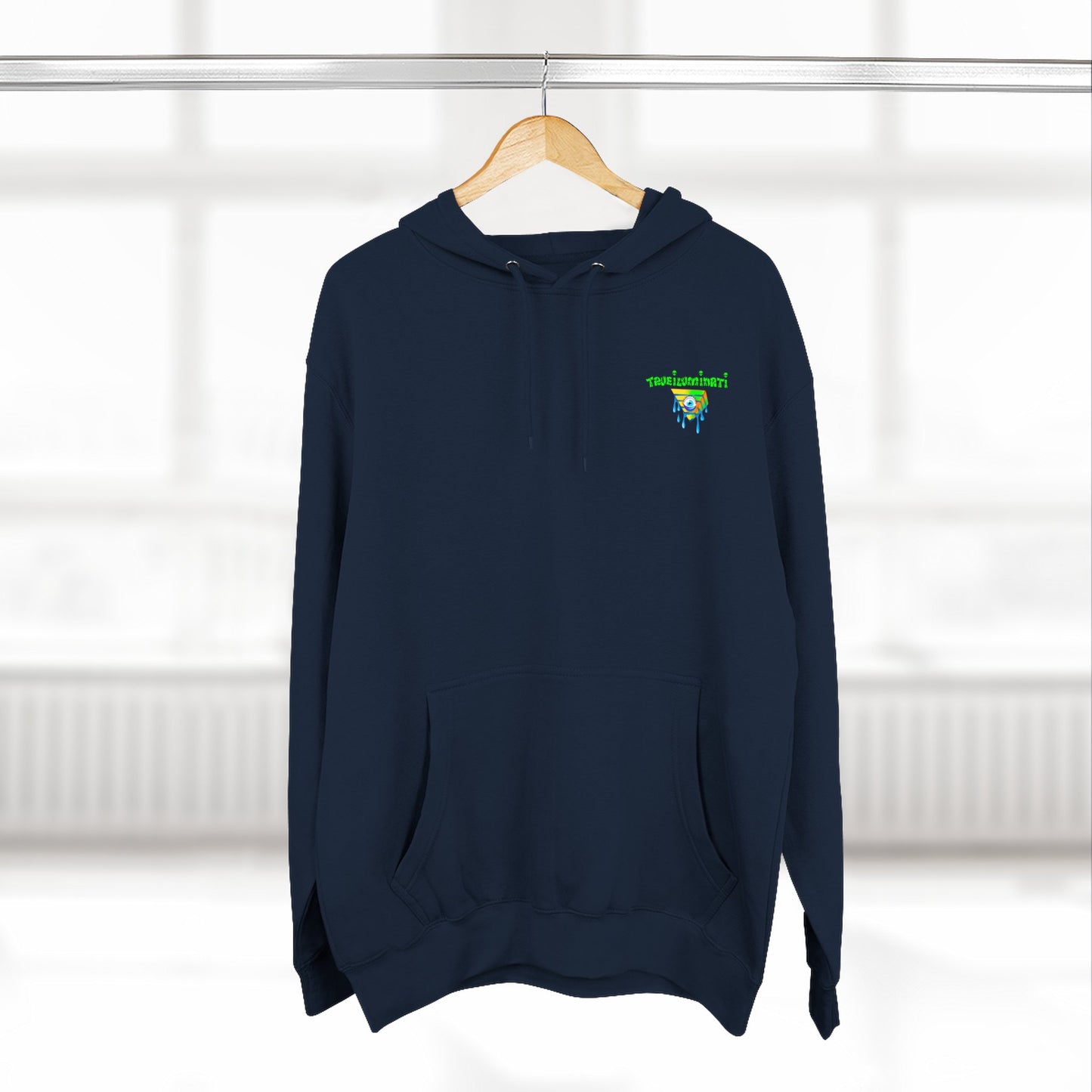 Vibrant Three-Panel Fleece Hoodie, Cozy Sweatshirt for Fall, Unique Graphic Hoodie, Artistic Gift, Festival Wear Saint Death By Trueiluminati