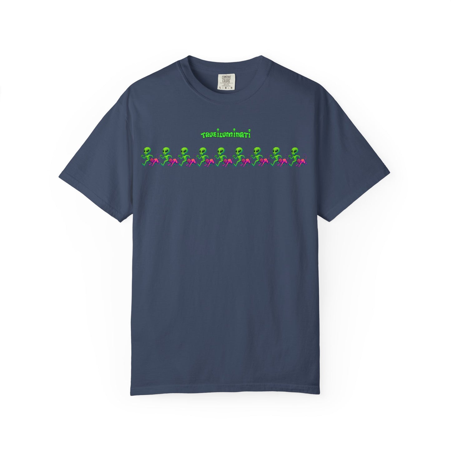 Alien-Inspired Garment-Dyed Unisex T-Shirt, Fun Graphic Tee, Casual Wear, Gift for Space Lovers, Unique Everyday T-Shirt