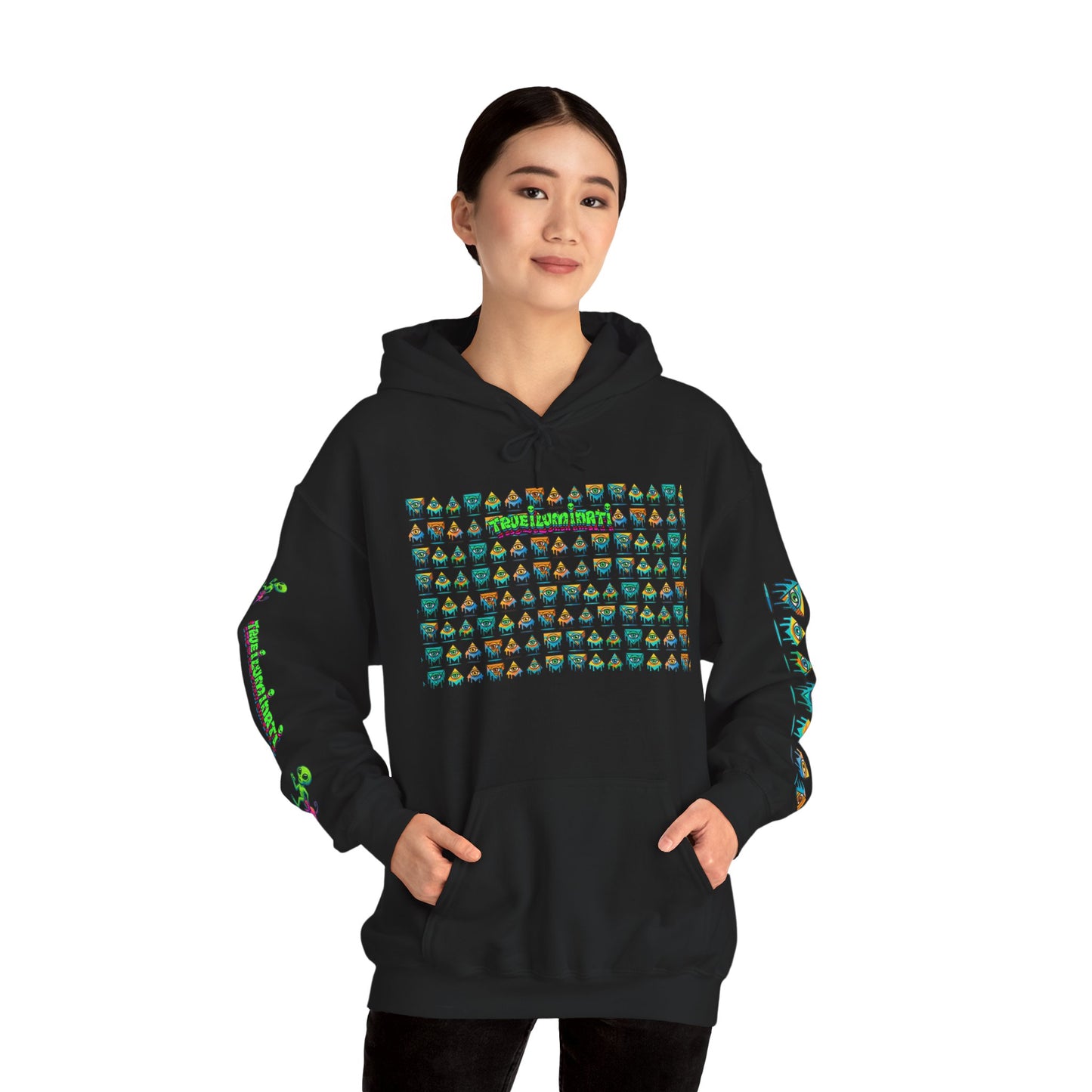 Young simbol by Trueiluminati Unisex Hoodie, Cozy Sweatshirt for Outdoor Lovers, Gift for Adventurers, Eco-Friendly Fashion, Great for Camping