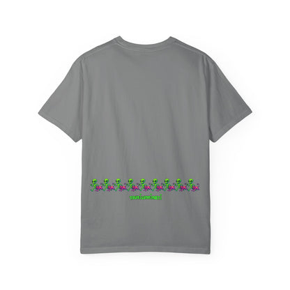 Alien-Inspired Garment-Dyed Unisex T-Shirt, Fun Graphic Tee, Casual Wear, Gift for Space Lovers, Unique Everyday T-Shirt