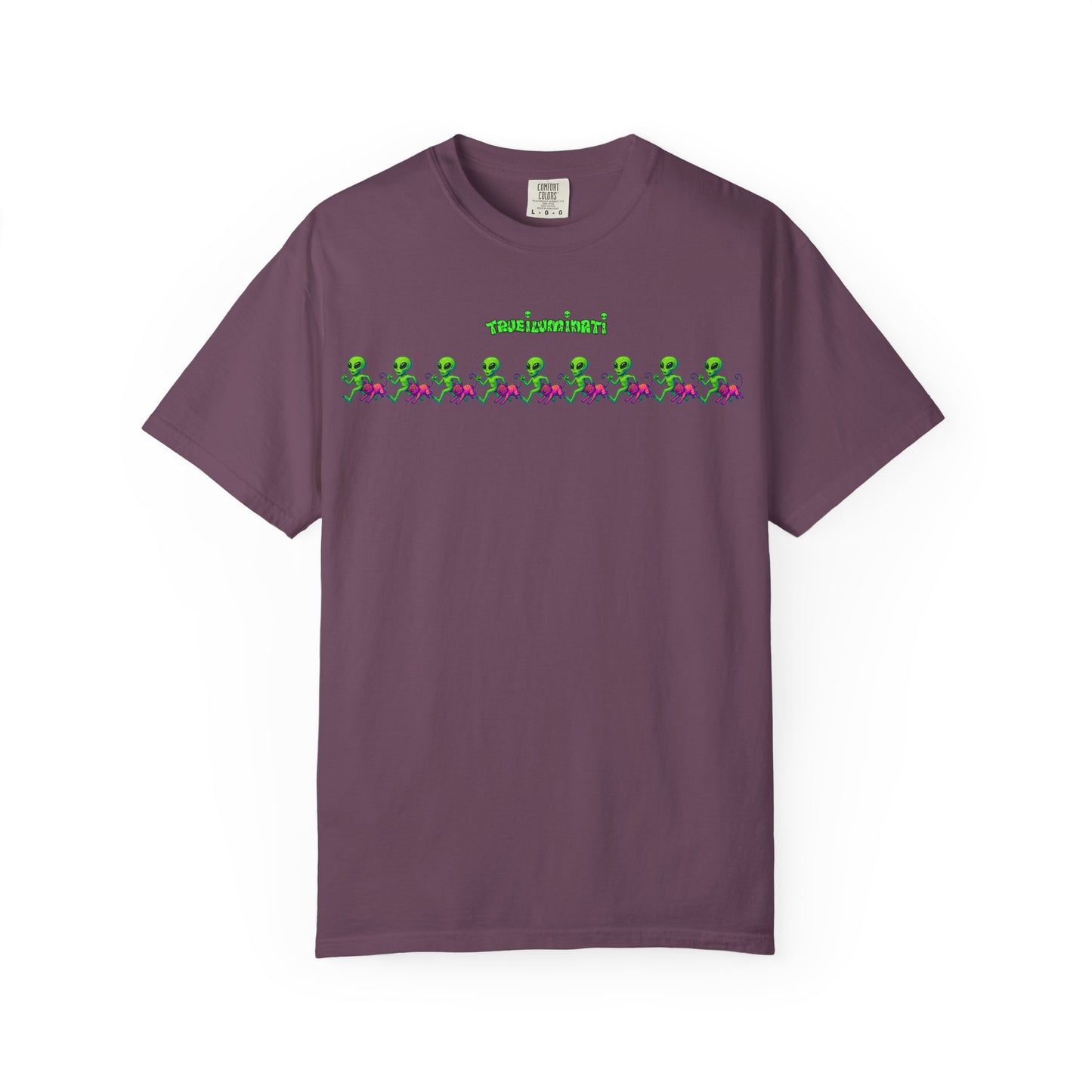 Alien-Inspired Garment-Dyed Unisex T-Shirt, Fun Graphic Tee, Casual Wear, Gift for Space Lovers, Unique Everyday T-Shirt