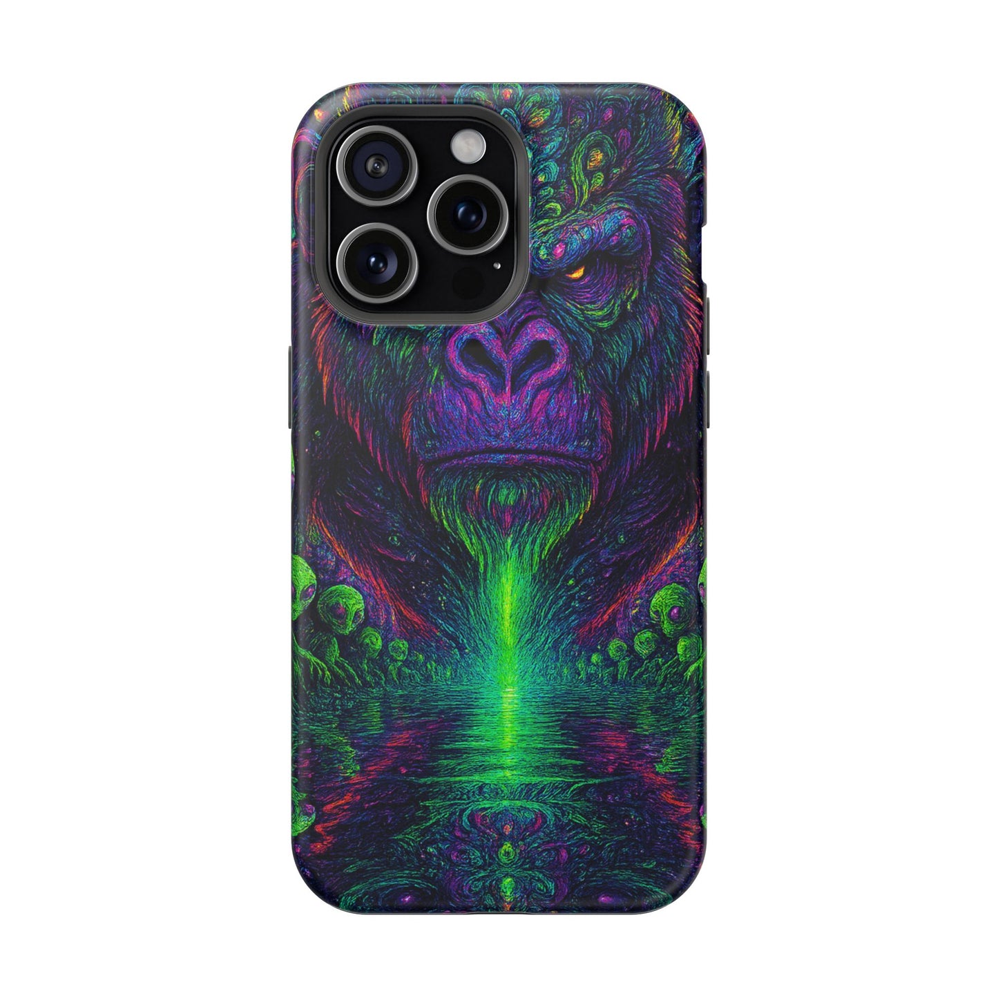 Alpha Apee By Trueiluminati Vibrant Gorilla Phone Case - Magnetic Impact-Resistant, Carry the Vibe Unique Gift for Animal Lovers, Psychedelic Design, Phone Protector, Eco-Friendly
