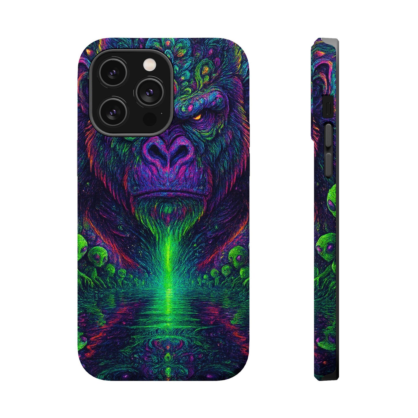 Alpha Apee By Trueiluminati Vibrant Gorilla Phone Case - Magnetic Impact-Resistant, Carry the Vibe Unique Gift for Animal Lovers, Psychedelic Design, Phone Protector, Eco-Friendly