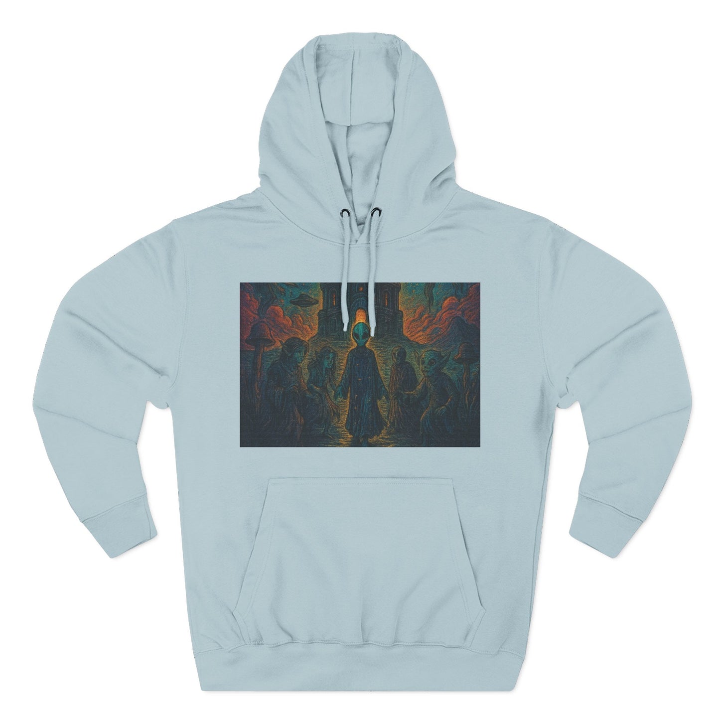Heaven And Hell By Trueiluminati Mystical Three-Panel Fleece Hoodie - Cozy Apparel for Fans of Fantasy, Unique Gift for Holidays, Ideal for Autumn and Winter Loungewear