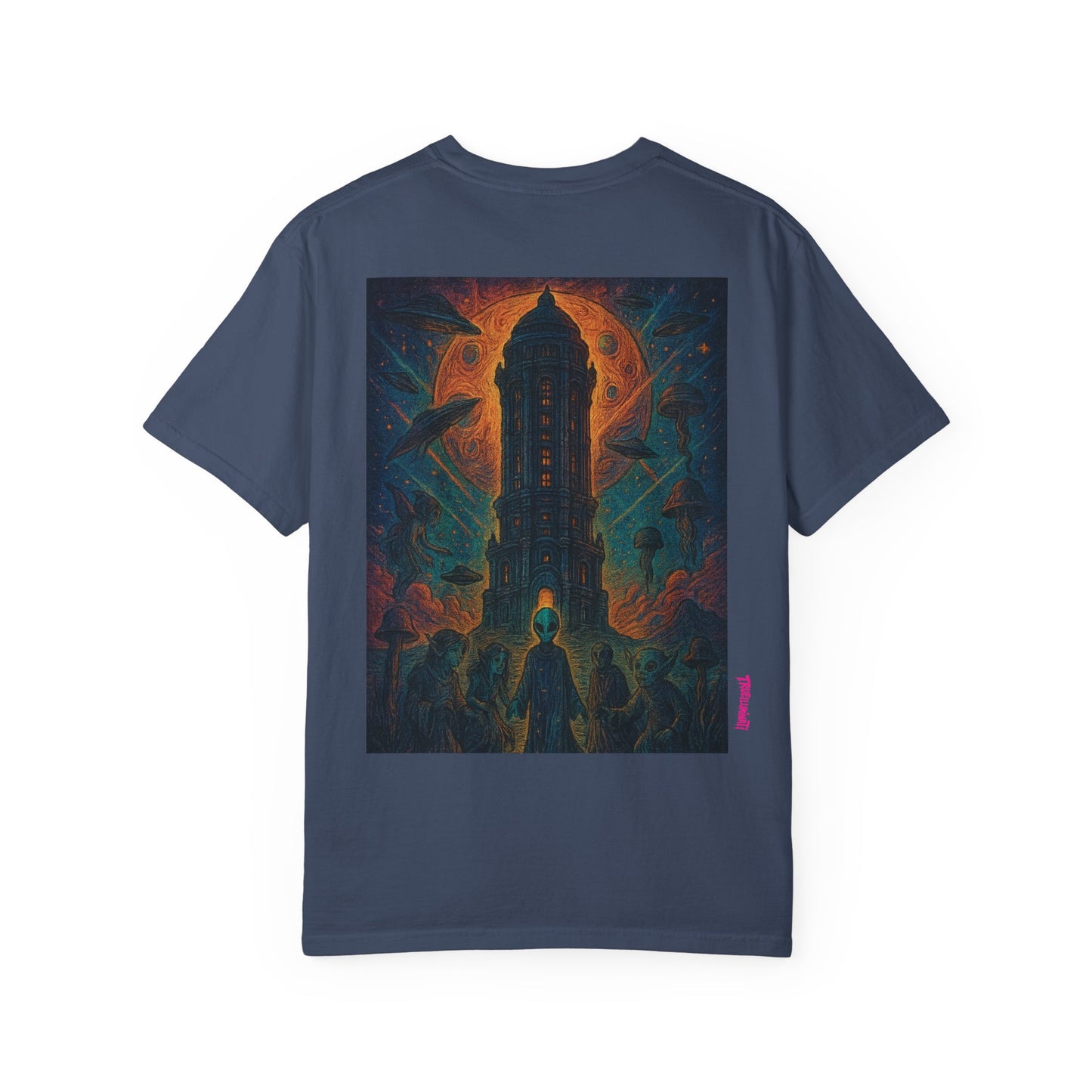 Heaven Path By Trueiluminati Garment-Dyed T-shirt Unisex Gothic Tattoo-Style Shirt – Exclusive Trueiluminati Design