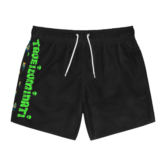 Eyes For Beach By Trueiluminati Swim Trunks -Black- | Trueiluminati Swim Shorts – Cosmic Flow, Endless Vibes Summer Beachwear, Pool Party Swimwear, Vacation Essential, Surf Shorts, Fun Design, Relaxed...