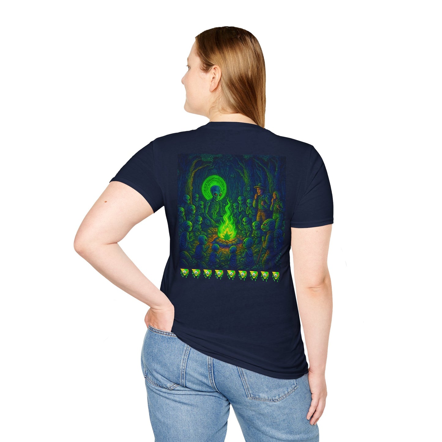 Forest At Night By Trueiluminati Mystical Gathering Unisex T-Shirt | Chill Vibes, Perfect for Festivals, Summer Nights, Gift for Friends, Unique Graphic Tee