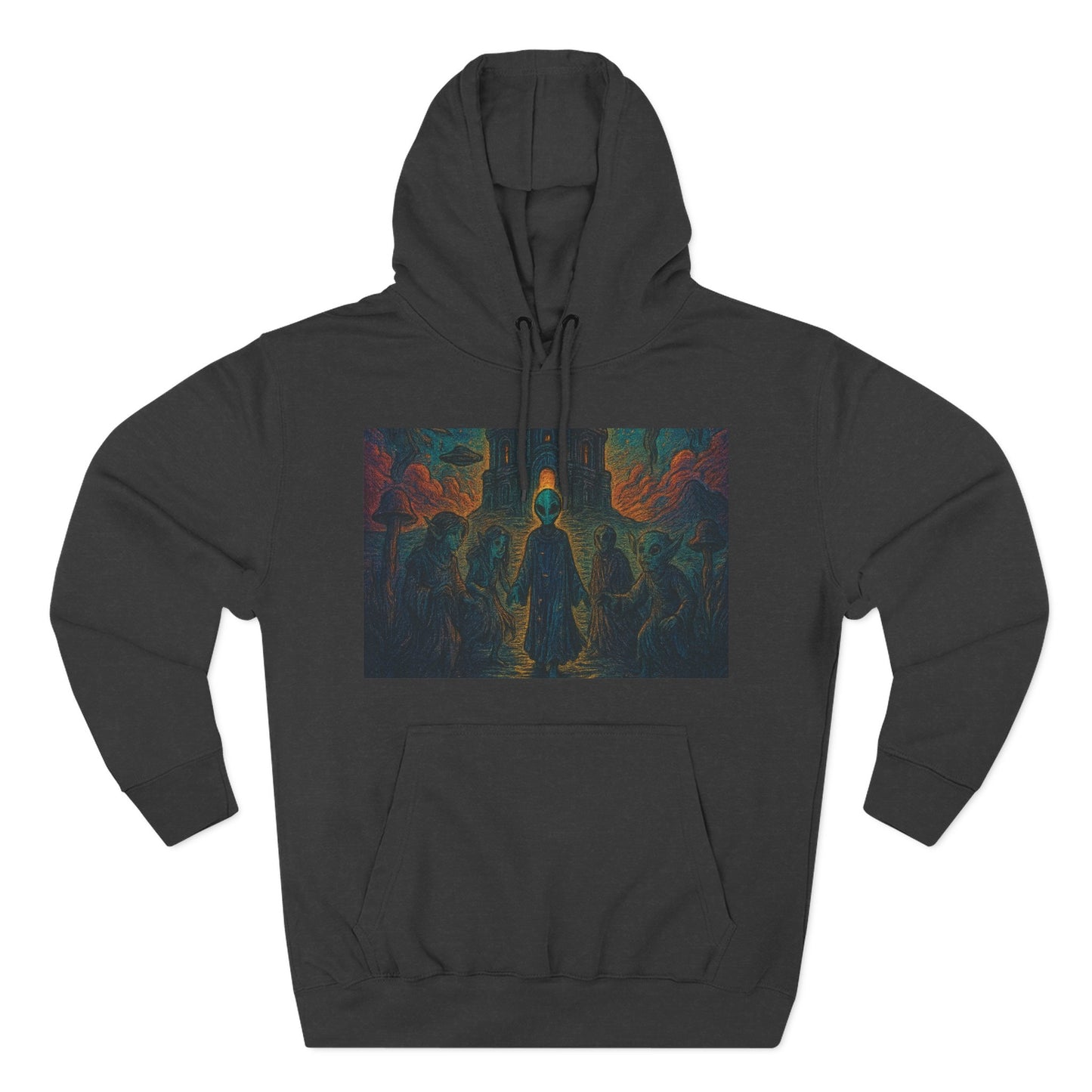 Heaven And Hell By Trueiluminati Mystical Three-Panel Fleece Hoodie - Cozy Apparel for Fans of Fantasy, Unique Gift for Holidays, Ideal for Autumn and Winter Loungewear