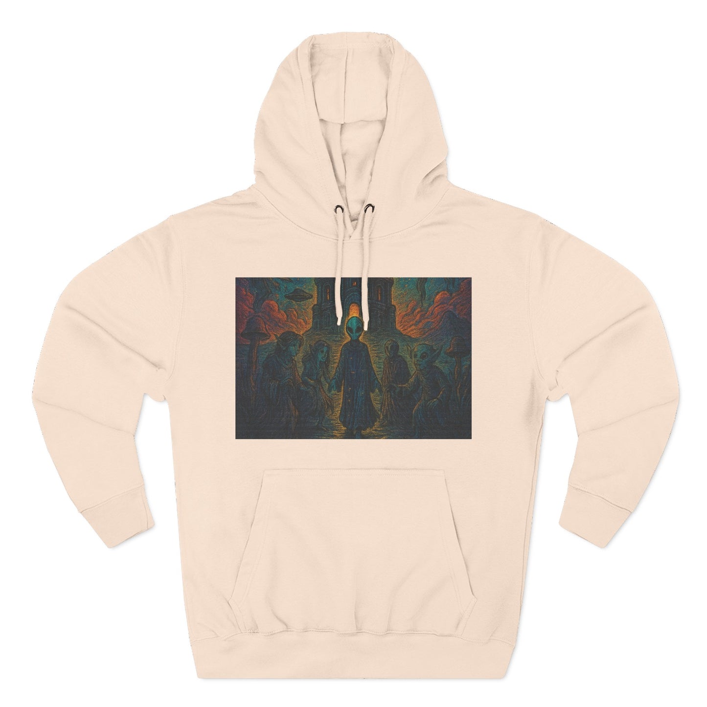 Heaven And Hell By Trueiluminati Mystical Three-Panel Fleece Hoodie - Cozy Apparel for Fans of Fantasy, Unique Gift for Holidays, Ideal for Autumn and Winter Loungewear