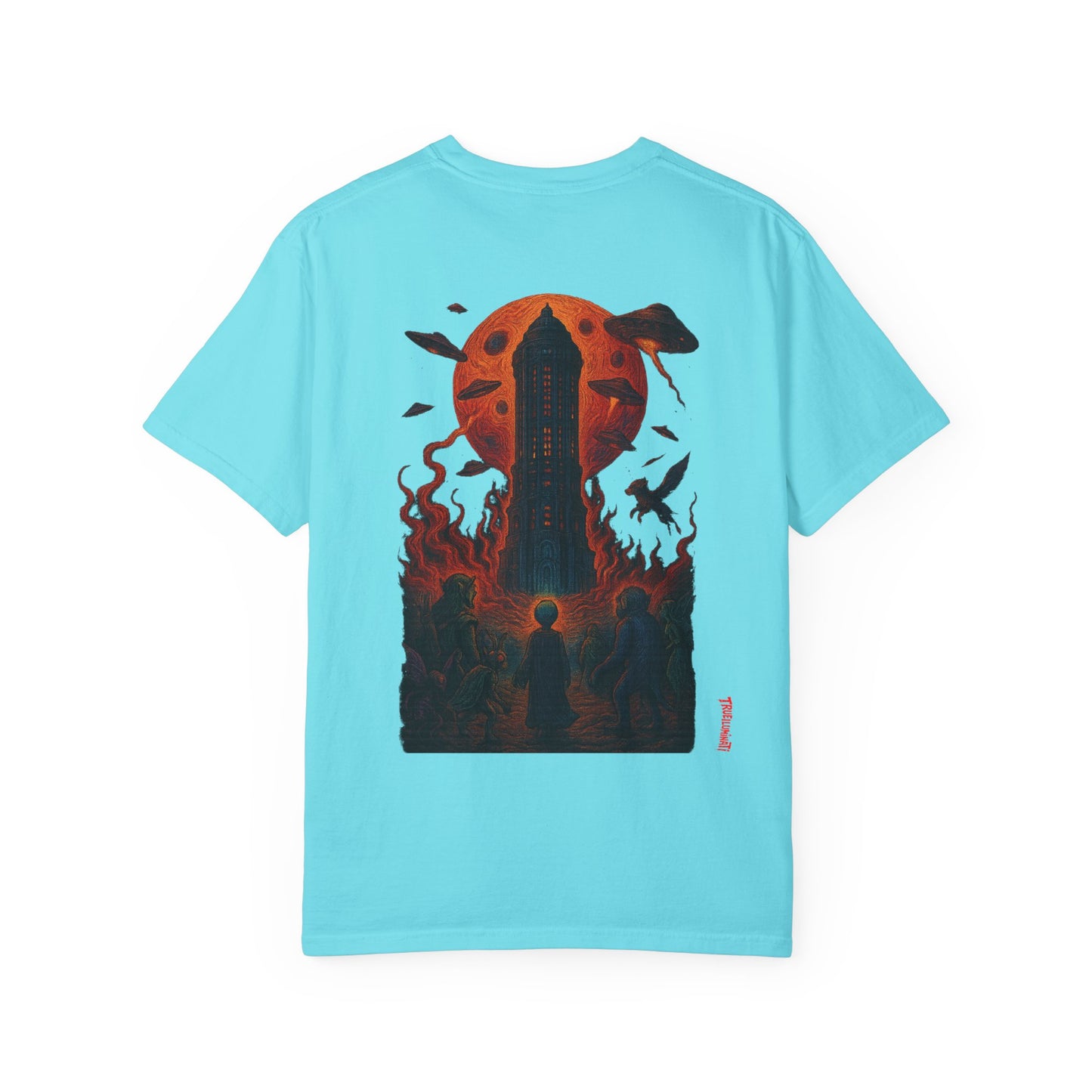 Hell Path By Trueiluminati Garment-Dyed T-shirt Unisex Gothic Tattoo-Style Shirt – Exclusive Trueiluminati Design