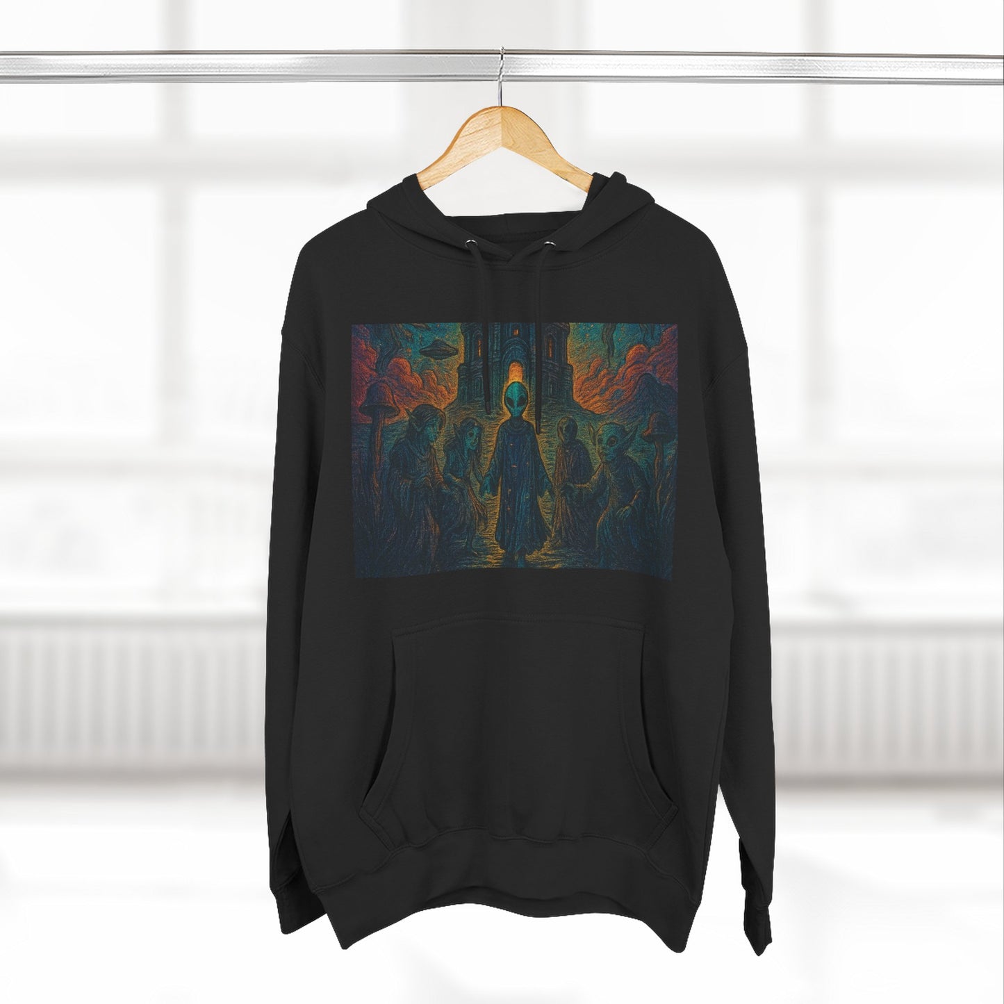 Heaven And Hell By Trueiluminati Mystical Three-Panel Fleece Hoodie - Cozy Apparel for Fans of Fantasy, Unique Gift for Holidays, Ideal for Autumn and Winter Loungewear