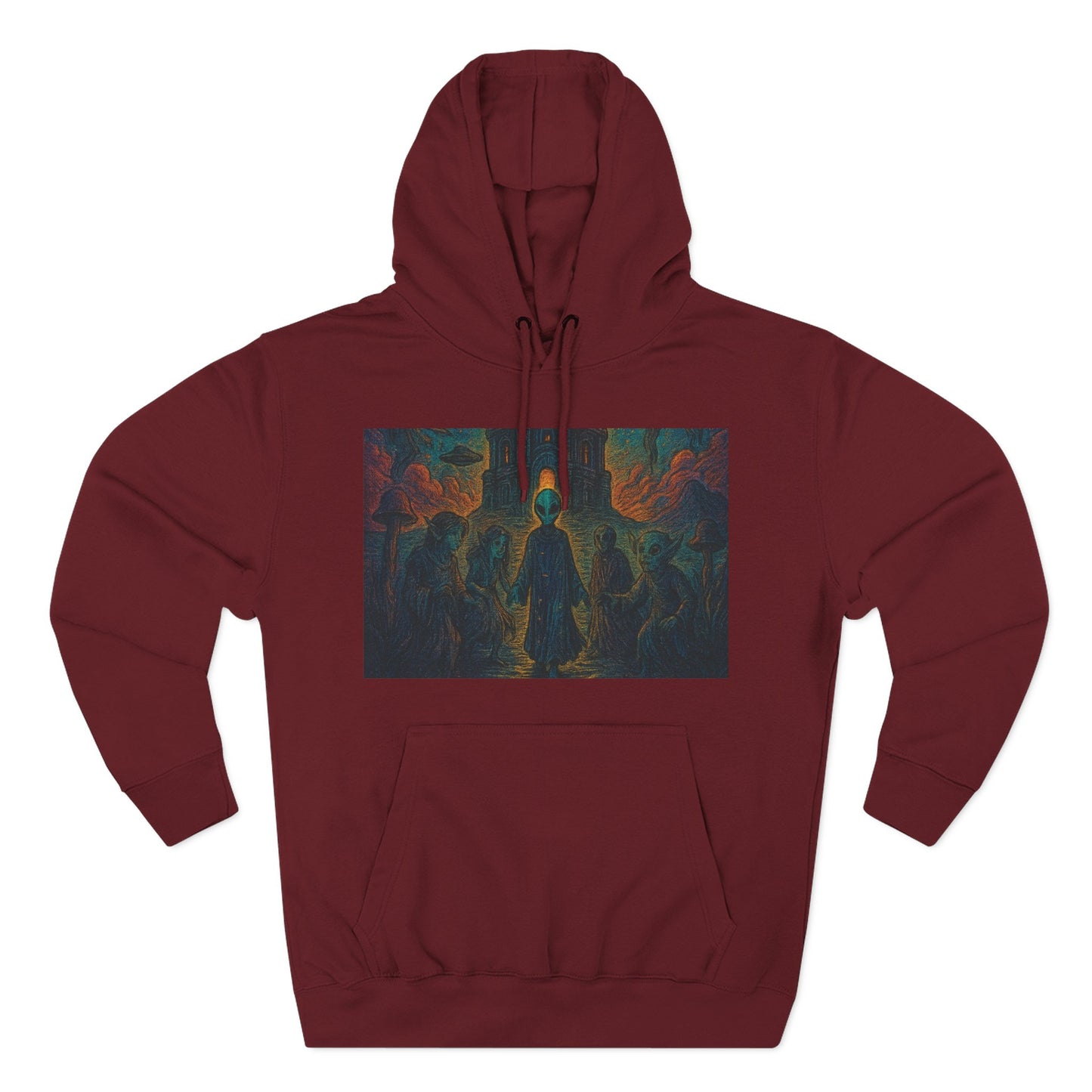 Heaven And Hell By Trueiluminati Mystical Three-Panel Fleece Hoodie - Cozy Apparel for Fans of Fantasy, Unique Gift for Holidays, Ideal for Autumn and Winter Loungewear