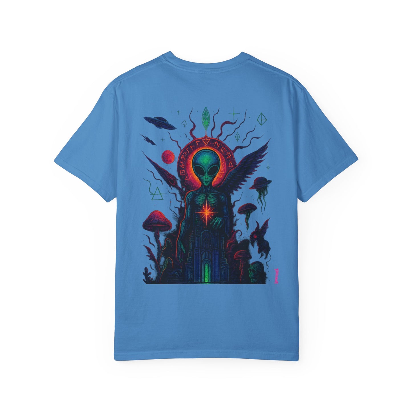 Fallen Alien by Trueiluminati Art Tee - Trippy Graphic Unisex T-shirt, Perfect for Festivals, Gifts, Alien Lovers, Casual Wear, Summer Vibes