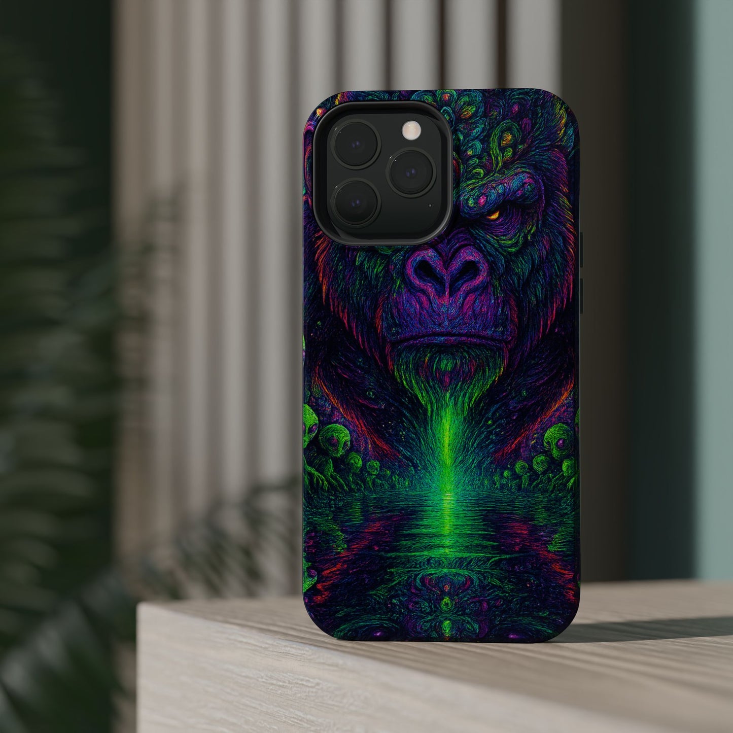 Alpha Apee By Trueiluminati Vibrant Gorilla Phone Case - Magnetic Impact-Resistant, Carry the Vibe Unique Gift for Animal Lovers, Psychedelic Design, Phone Protector, Eco-Friendly