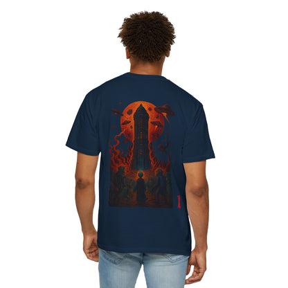 Hell Path By Trueiluminati Garment-Dyed T-shirt Unisex Gothic Tattoo-Style Shirt – Exclusive Trueiluminati Design