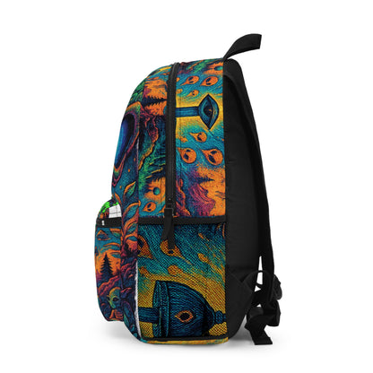 Psychedelic Alien Skull Backpack – Neon Cosmic Art School Bag