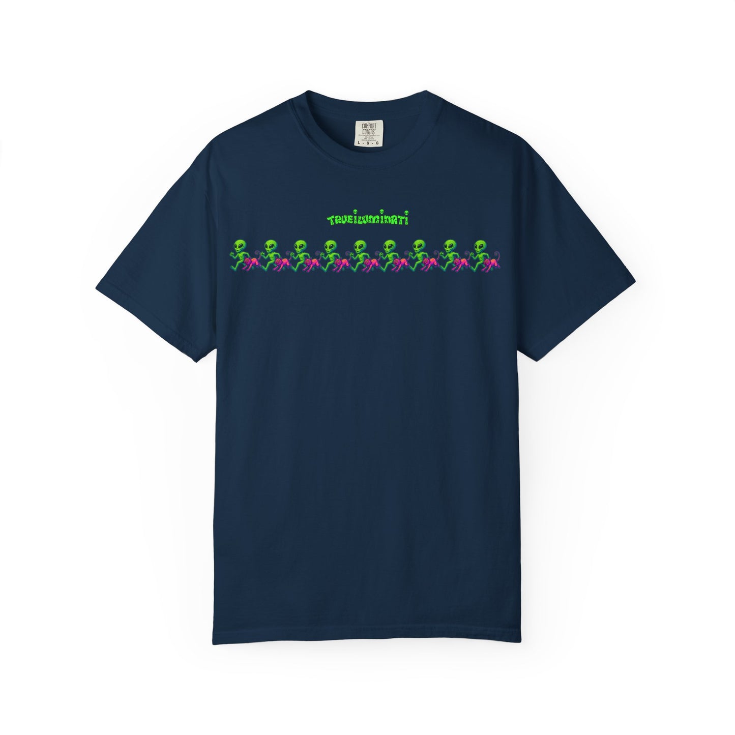 Alien-Inspired Garment-Dyed Unisex T-Shirt, Fun Graphic Tee, Casual Wear, Gift for Space Lovers, Unique Everyday T-Shirt