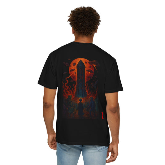 Hell Path By Trueiluminati Garment-Dyed T-shirt Unisex Gothic Tattoo-Style Shirt – Exclusive Trueiluminati Design