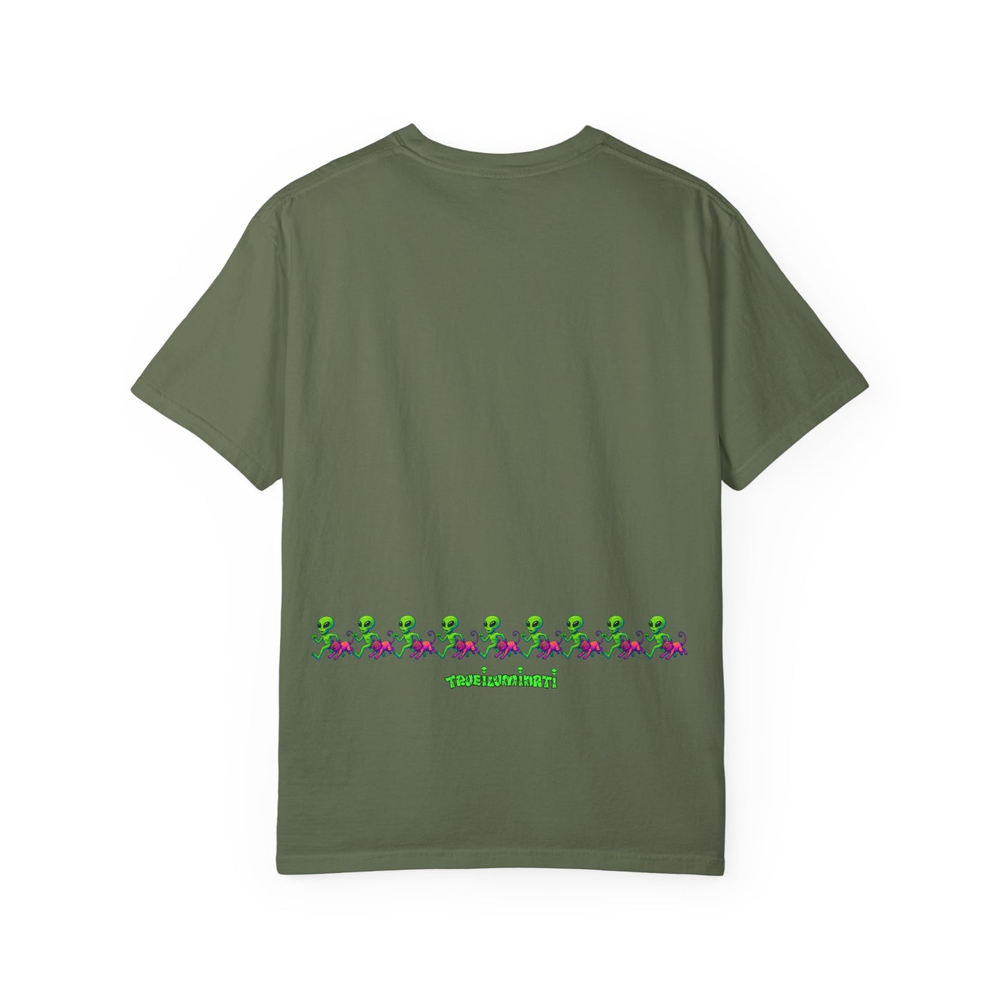 Alien-Inspired Garment-Dyed Unisex T-Shirt, Fun Graphic Tee, Casual Wear, Gift for Space Lovers, Unique Everyday T-Shirt