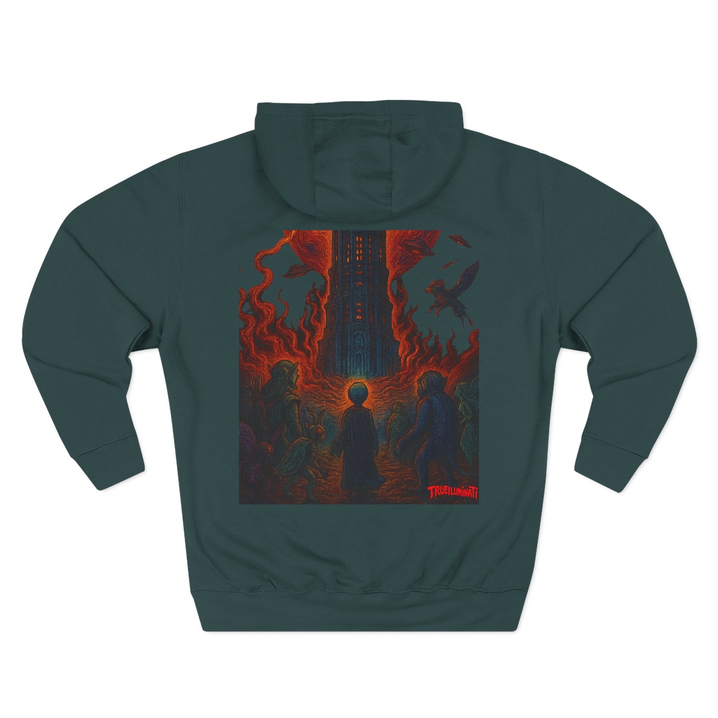 Heaven And Hell By Trueiluminati Mystical Three-Panel Fleece Hoodie - Cozy Apparel for Fans of Fantasy, Unique Gift for Holidays, Ideal for Autumn and Winter Loungewear