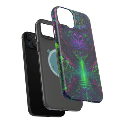 Alpha Apee By Trueiluminati Vibrant Gorilla Phone Case - Magnetic Impact-Resistant, Carry the Vibe Unique Gift for Animal Lovers, Psychedelic Design, Phone Protector, Eco-Friendly