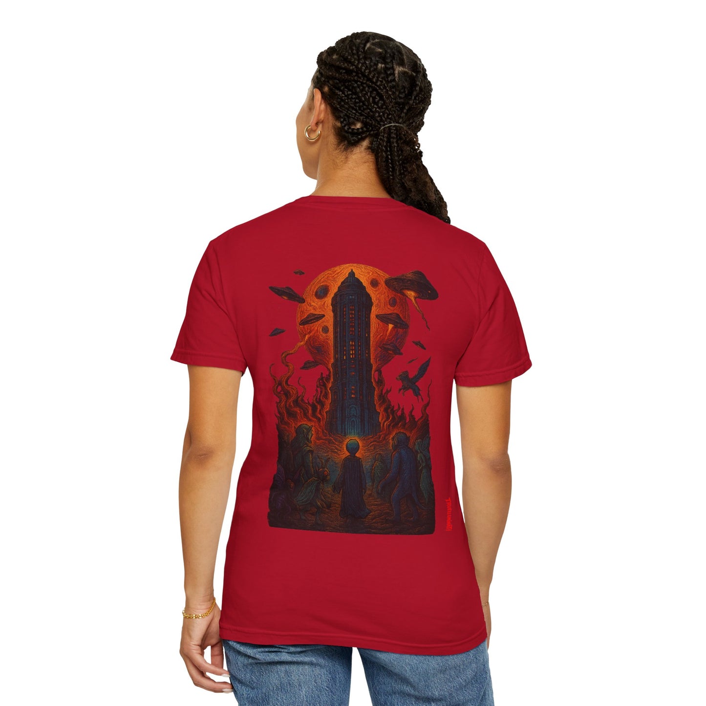 Hell Path By Trueiluminati Garment-Dyed T-shirt Unisex Gothic Tattoo-Style Shirt – Exclusive Trueiluminati Design