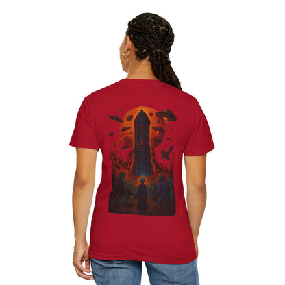 Hell Path By Trueiluminati Garment-Dyed T-shirt Unisex Gothic Tattoo-Style Shirt – Exclusive Trueiluminati Design