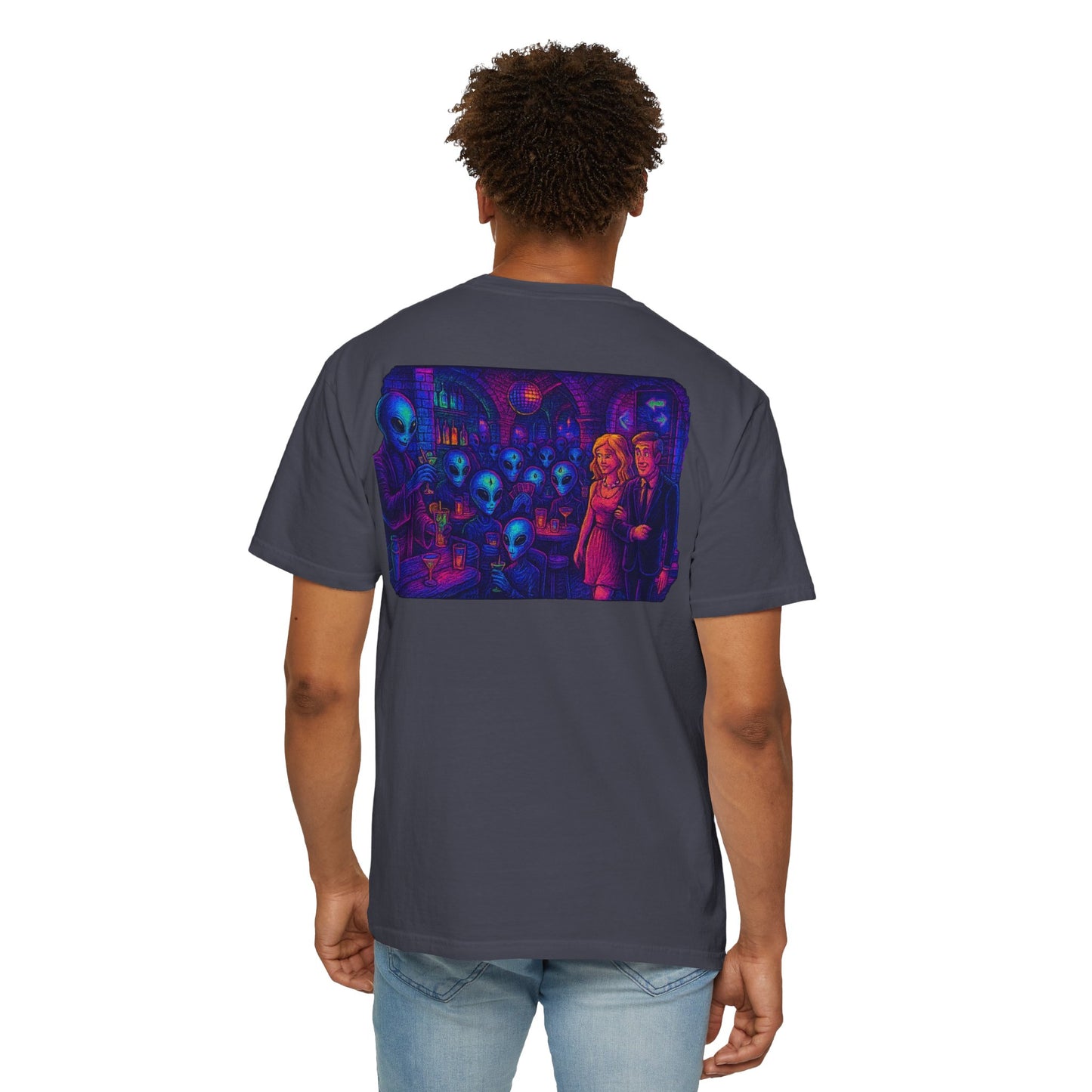 New  Disco Club By Trueiluminati Unisex T-shirt with Alien Love Design, Fun Graphic Tee, Casual Wear, Gift for Friends, Unique Party Shirt, Statement Top