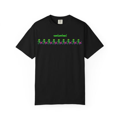 Alien-Inspired Garment-Dyed Unisex T-Shirt, Fun Graphic Tee, Casual Wear, Gift for Space Lovers, Unique Everyday T-Shirt