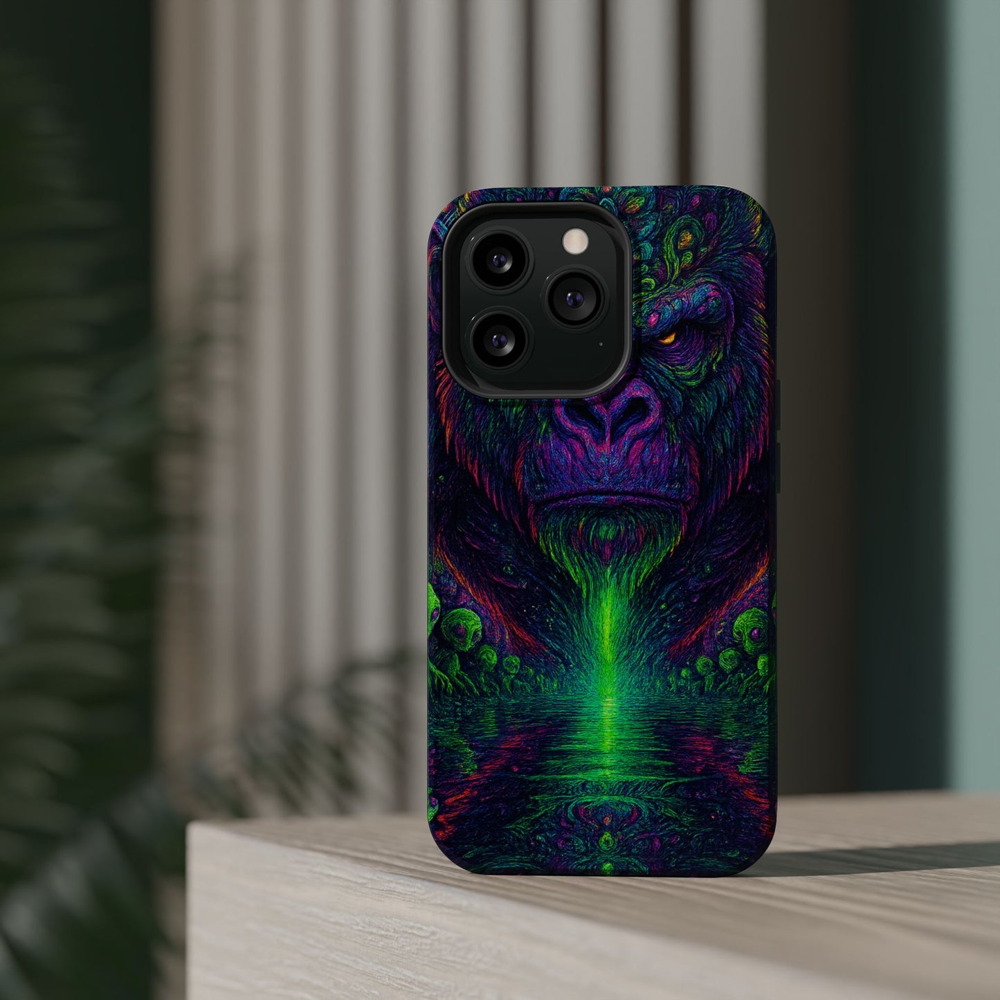 Alpha Apee By Trueiluminati Vibrant Gorilla Phone Case - Magnetic Impact-Resistant, Carry the Vibe Unique Gift for Animal Lovers, Psychedelic Design, Phone Protector, Eco-Friendly