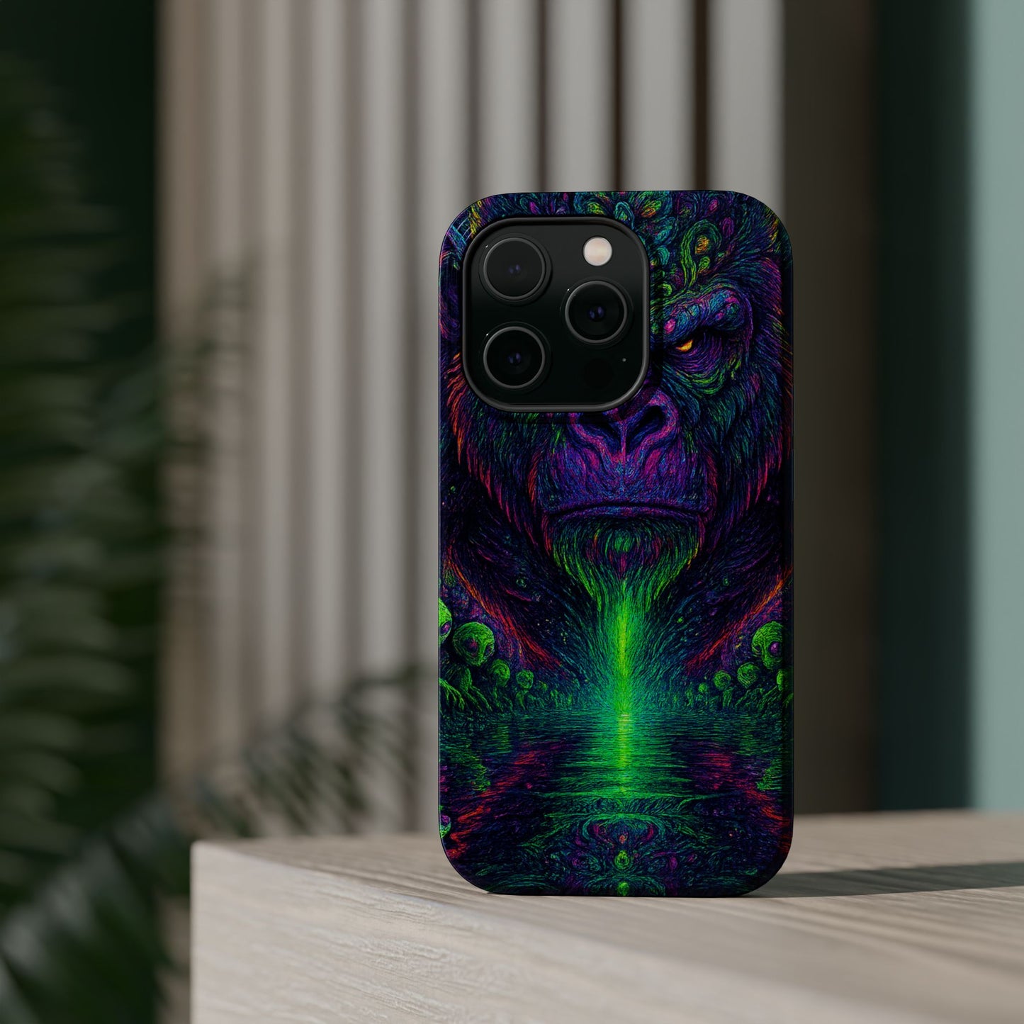 Alpha Apee By Trueiluminati Vibrant Gorilla Phone Case - Magnetic Impact-Resistant, Carry the Vibe Unique Gift for Animal Lovers, Psychedelic Design, Phone Protector, Eco-Friendly