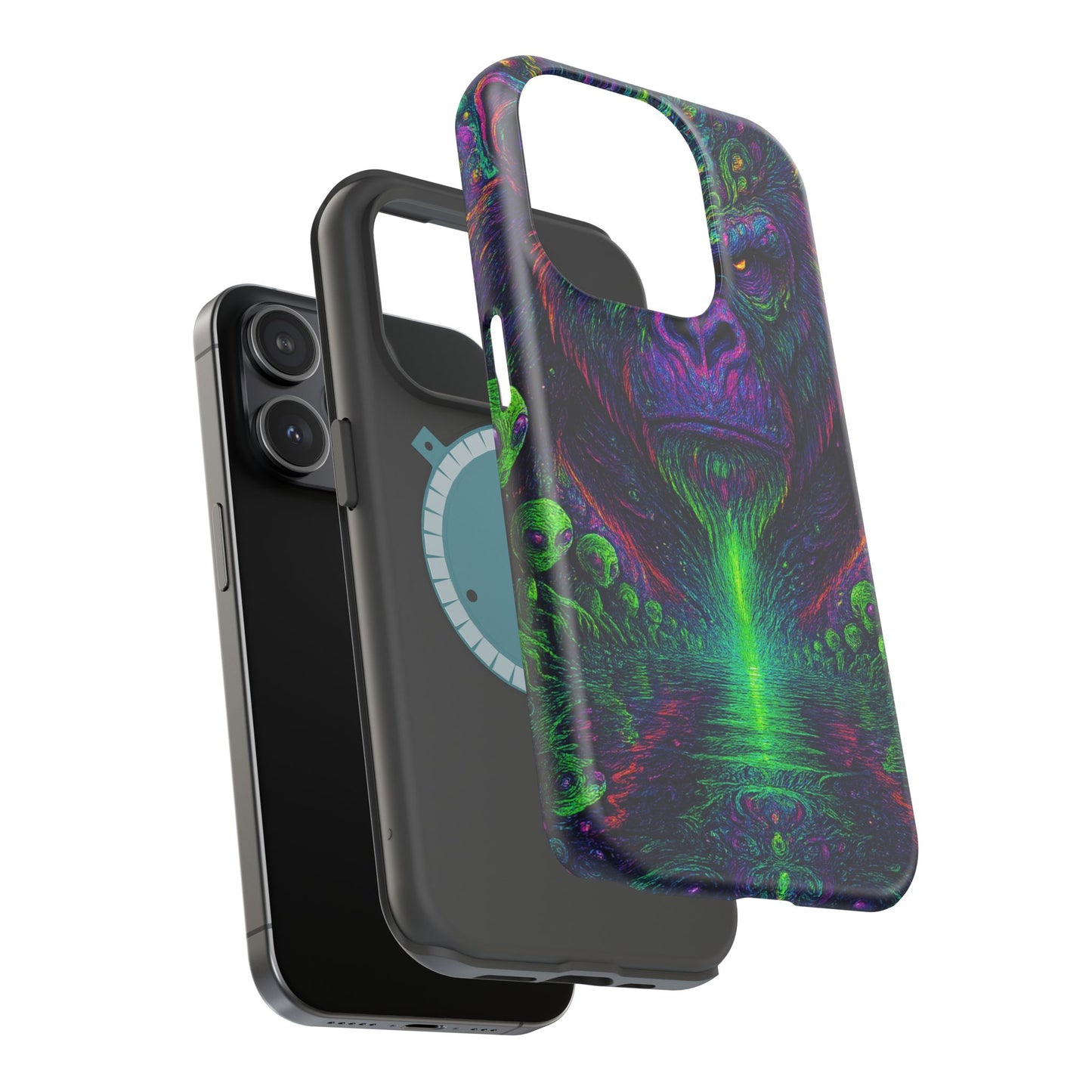 Alpha Apee By Trueiluminati Vibrant Gorilla Phone Case - Magnetic Impact-Resistant, Carry the Vibe Unique Gift for Animal Lovers, Psychedelic Design, Phone Protector, Eco-Friendly