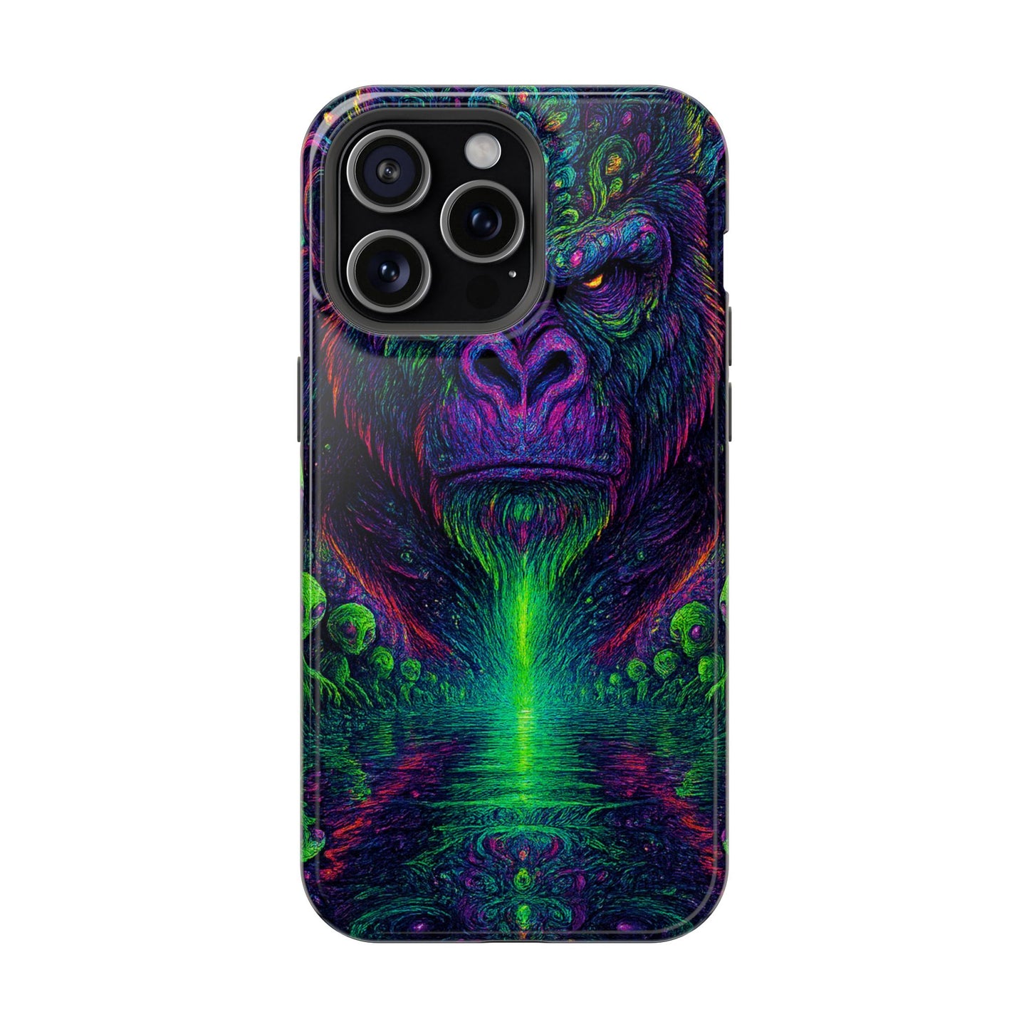 Alpha Apee By Trueiluminati Vibrant Gorilla Phone Case - Magnetic Impact-Resistant, Carry the Vibe Unique Gift for Animal Lovers, Psychedelic Design, Phone Protector, Eco-Friendly