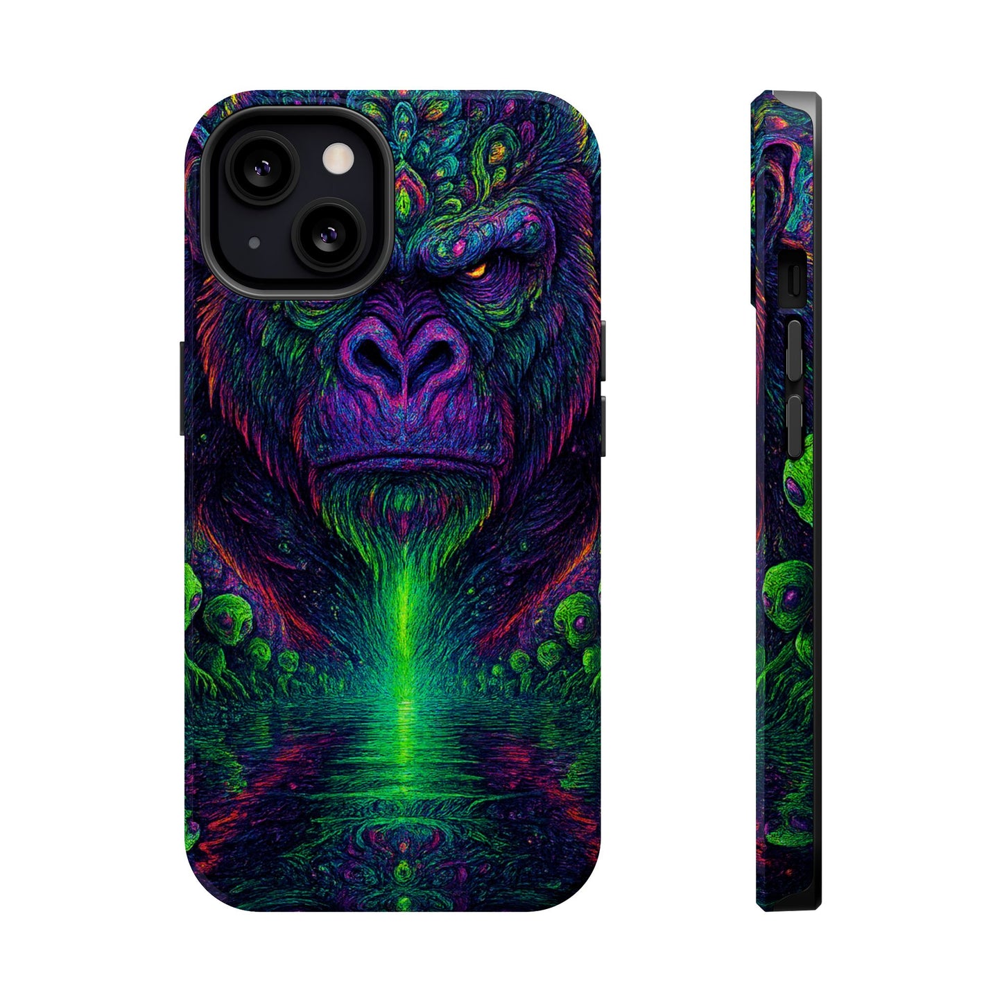 Alpha Apee By Trueiluminati Vibrant Gorilla Phone Case - Magnetic Impact-Resistant, Carry the Vibe Unique Gift for Animal Lovers, Psychedelic Design, Phone Protector, Eco-Friendly
