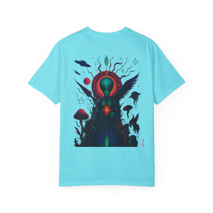 Fallen Alien by Trueiluminati Art Tee - Trippy Graphic Unisex T-shirt, Perfect for Festivals, Gifts, Alien Lovers, Casual Wear, Summer Vibes