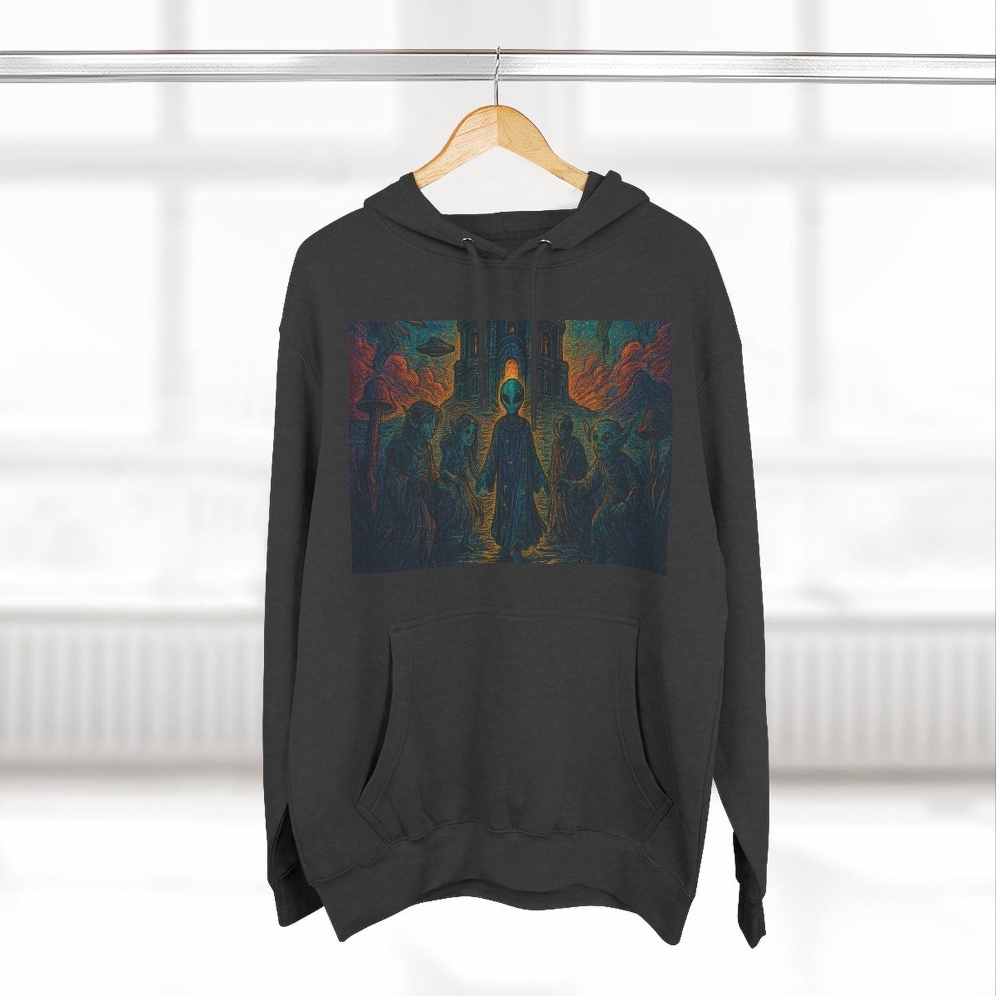 Heaven And Hell By Trueiluminati Mystical Three-Panel Fleece Hoodie - Cozy Apparel for Fans of Fantasy, Unique Gift for Holidays, Ideal for Autumn and Winter Loungewear