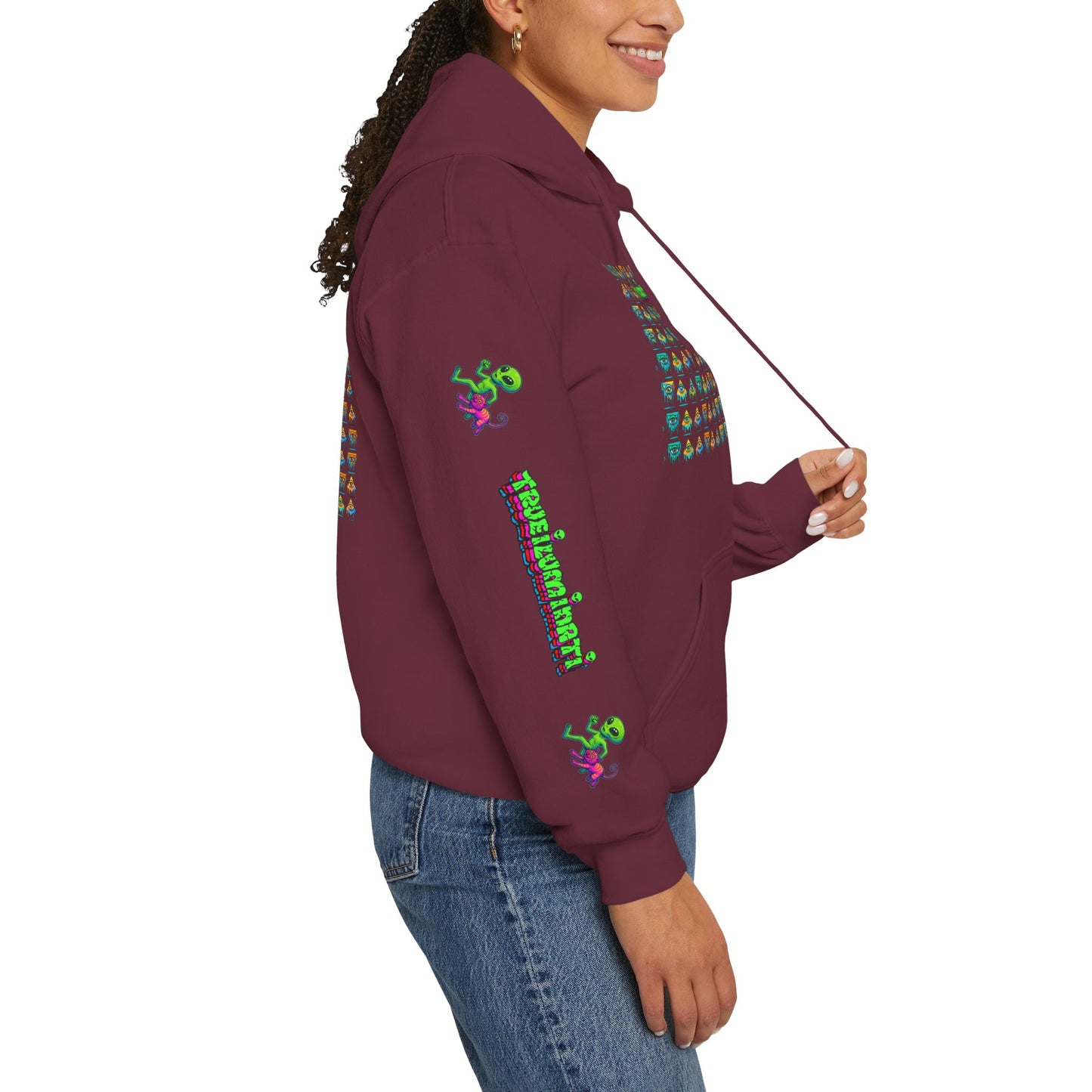 Young simbol by Trueiluminati Unisex Hoodie, Cozy Sweatshirt for Outdoor Lovers, Gift for Adventurers, Eco-Friendly Fashion, Great for Camping