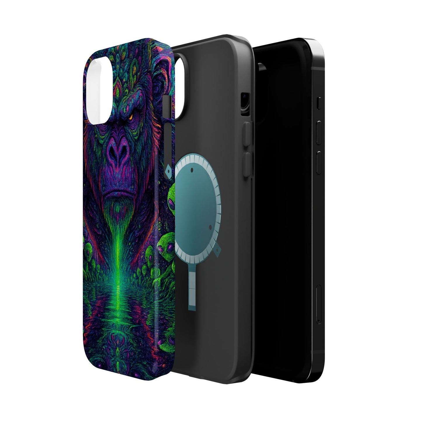 Alpha Apee By Trueiluminati Vibrant Gorilla Phone Case - Magnetic Impact-Resistant, Carry the Vibe Unique Gift for Animal Lovers, Psychedelic Design, Phone Protector, Eco-Friendly