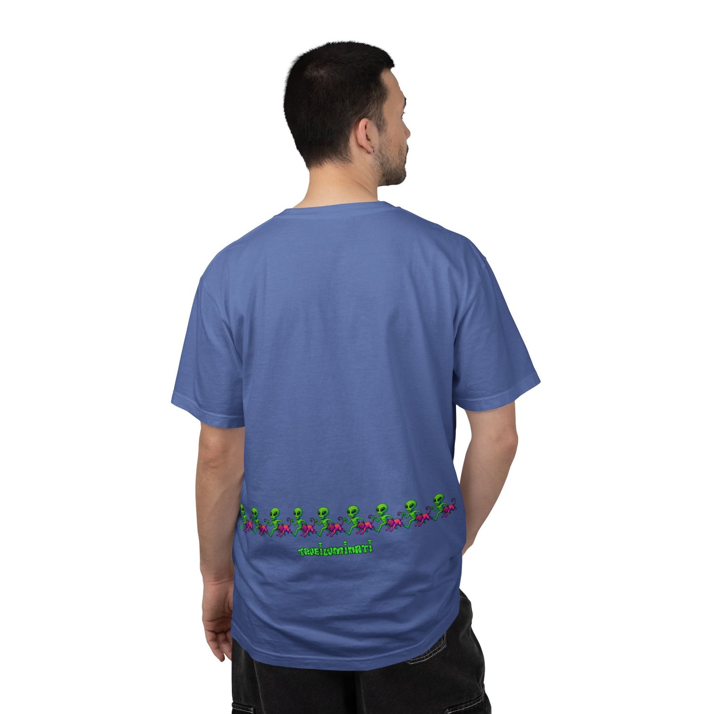 Alien-Inspired Garment-Dyed Unisex T-Shirt, Fun Graphic Tee, Casual Wear, Gift for Space Lovers, Unique Everyday T-Shirt