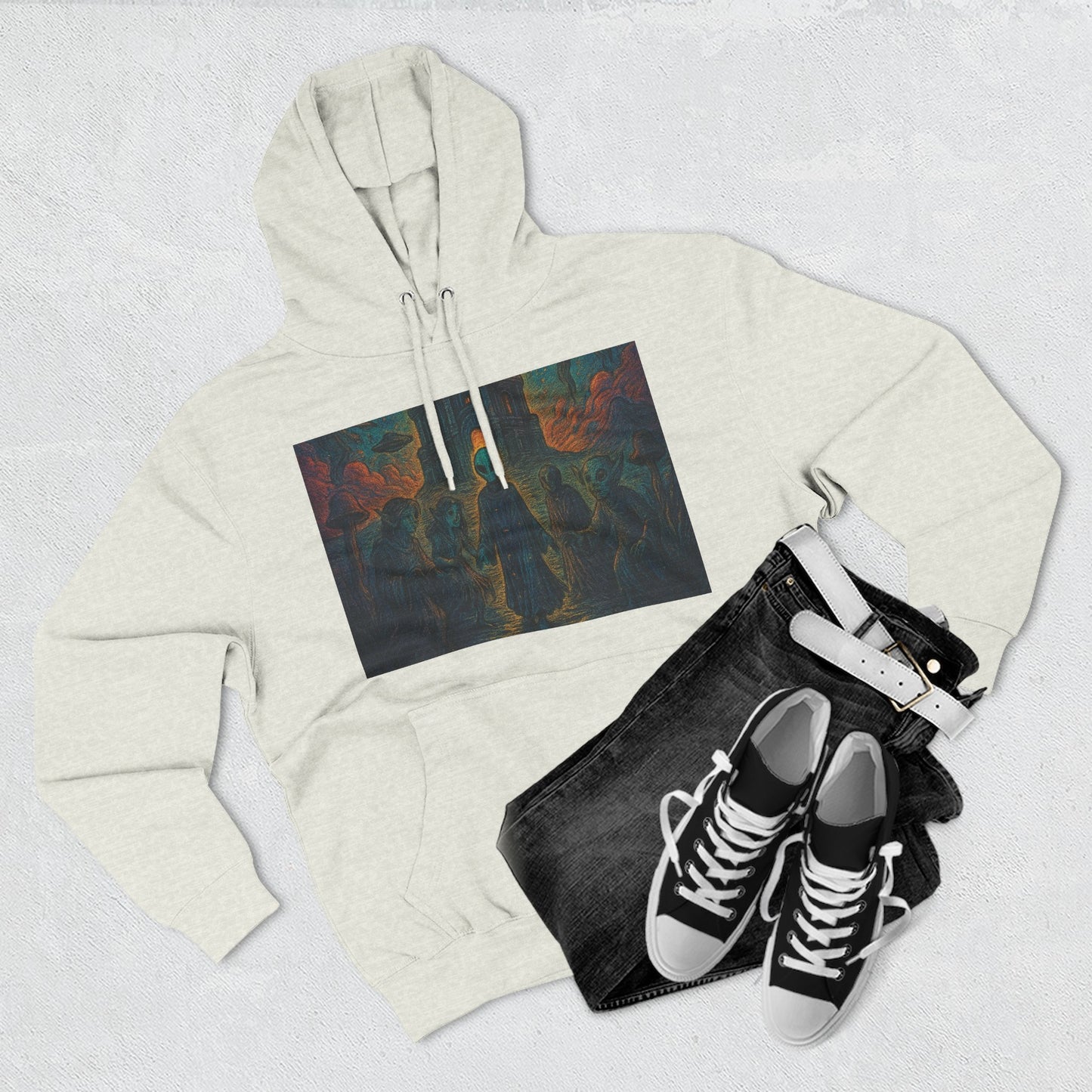 Heaven And Hell By Trueiluminati Mystical Three-Panel Fleece Hoodie - Cozy Apparel for Fans of Fantasy, Unique Gift for Holidays, Ideal for Autumn and Winter Loungewear