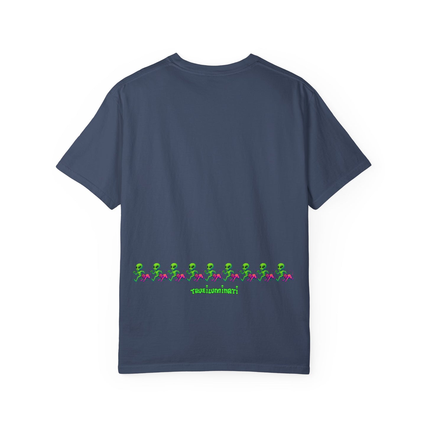 Alien-Inspired Garment-Dyed Unisex T-Shirt, Fun Graphic Tee, Casual Wear, Gift for Space Lovers, Unique Everyday T-Shirt