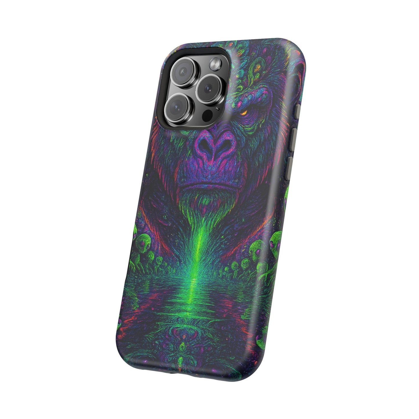 Alpha Apee By Trueiluminati Vibrant Gorilla Phone Case - Magnetic Impact-Resistant, Carry the Vibe Unique Gift for Animal Lovers, Psychedelic Design, Phone Protector, Eco-Friendly