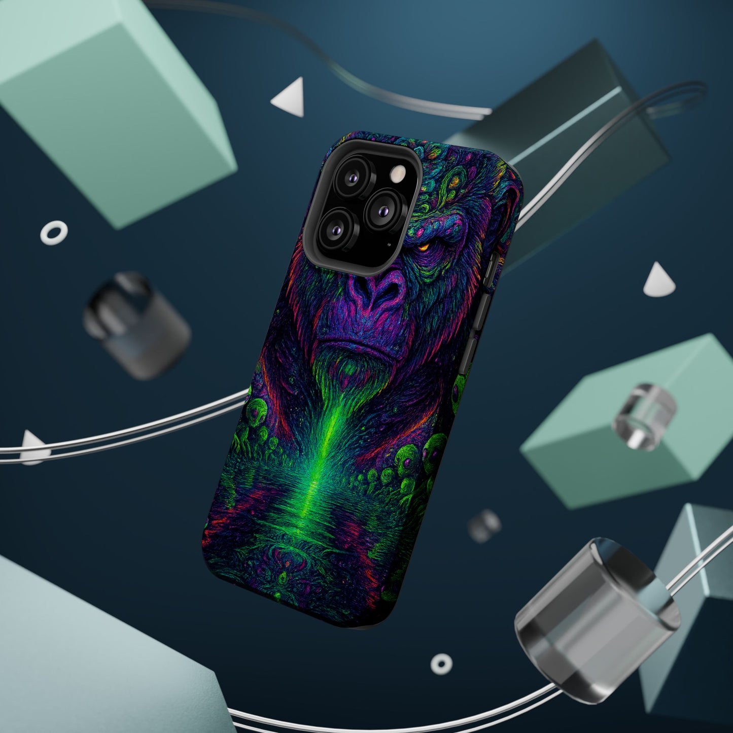 Alpha Apee By Trueiluminati Vibrant Gorilla Phone Case - Magnetic Impact-Resistant, Carry the Vibe Unique Gift for Animal Lovers, Psychedelic Design, Phone Protector, Eco-Friendly
