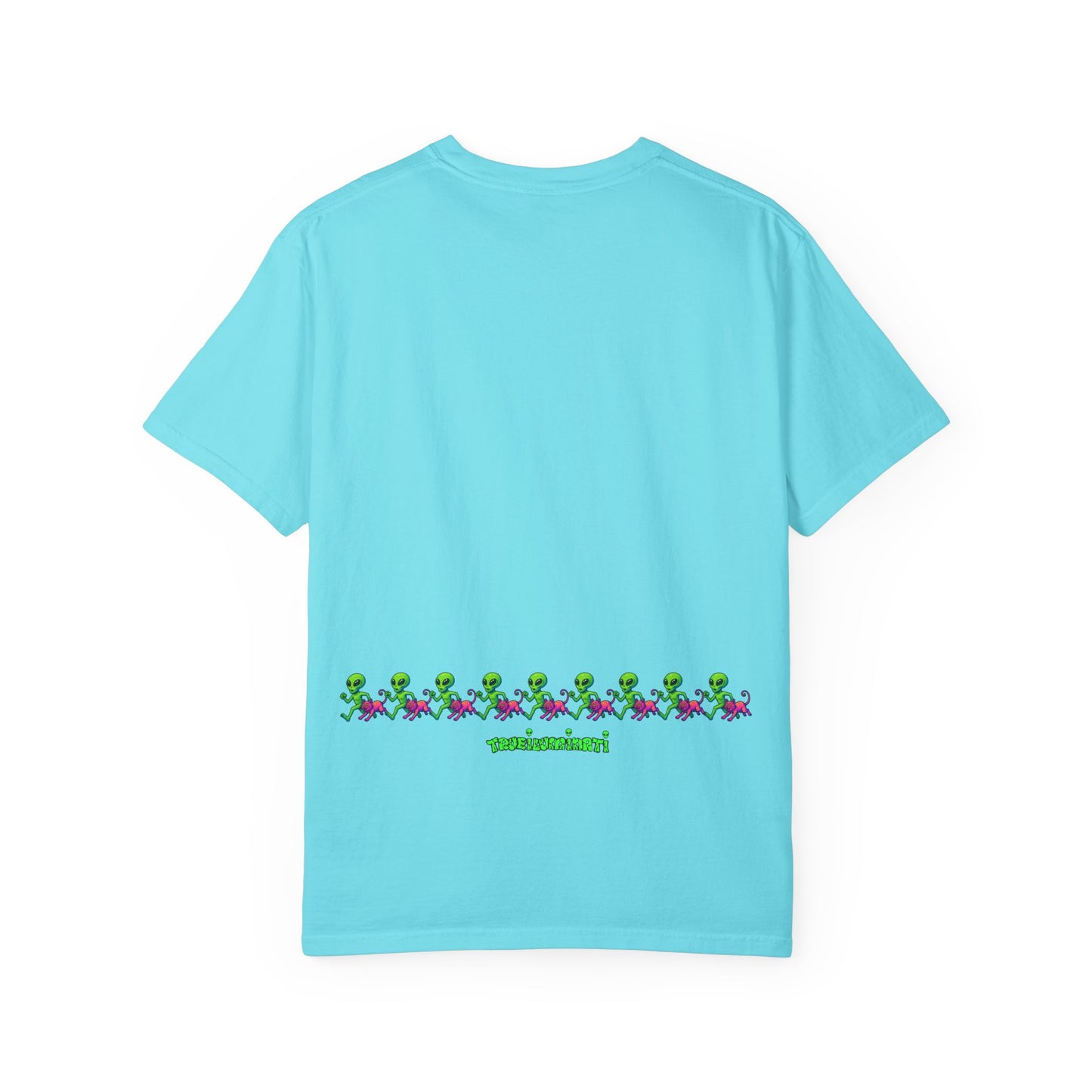 Alien-Inspired Garment-Dyed Unisex T-Shirt, Fun Graphic Tee, Casual Wear, Gift for Space Lovers, Unique Everyday T-Shirt