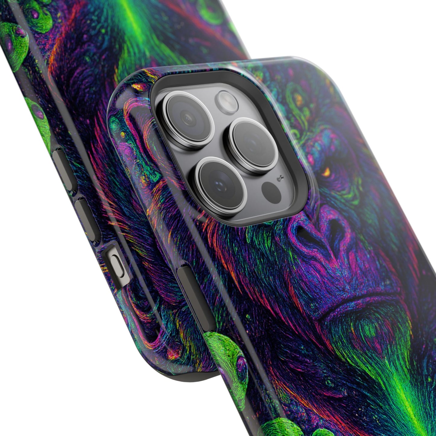 Alpha Apee By Trueiluminati Vibrant Gorilla Phone Case - Magnetic Impact-Resistant, Carry the Vibe Unique Gift for Animal Lovers, Psychedelic Design, Phone Protector, Eco-Friendly