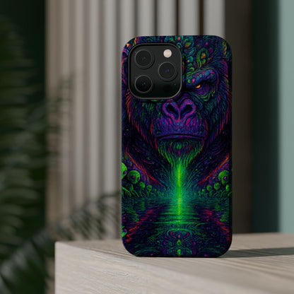 Alpha Apee By Trueiluminati Vibrant Gorilla Phone Case - Magnetic Impact-Resistant, Carry the Vibe Unique Gift for Animal Lovers, Psychedelic Design, Phone Protector, Eco-Friendly