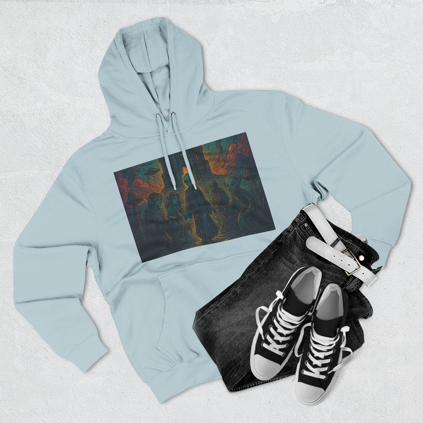 Heaven And Hell By Trueiluminati Mystical Three-Panel Fleece Hoodie - Cozy Apparel for Fans of Fantasy, Unique Gift for Holidays, Ideal for Autumn and Winter Loungewear