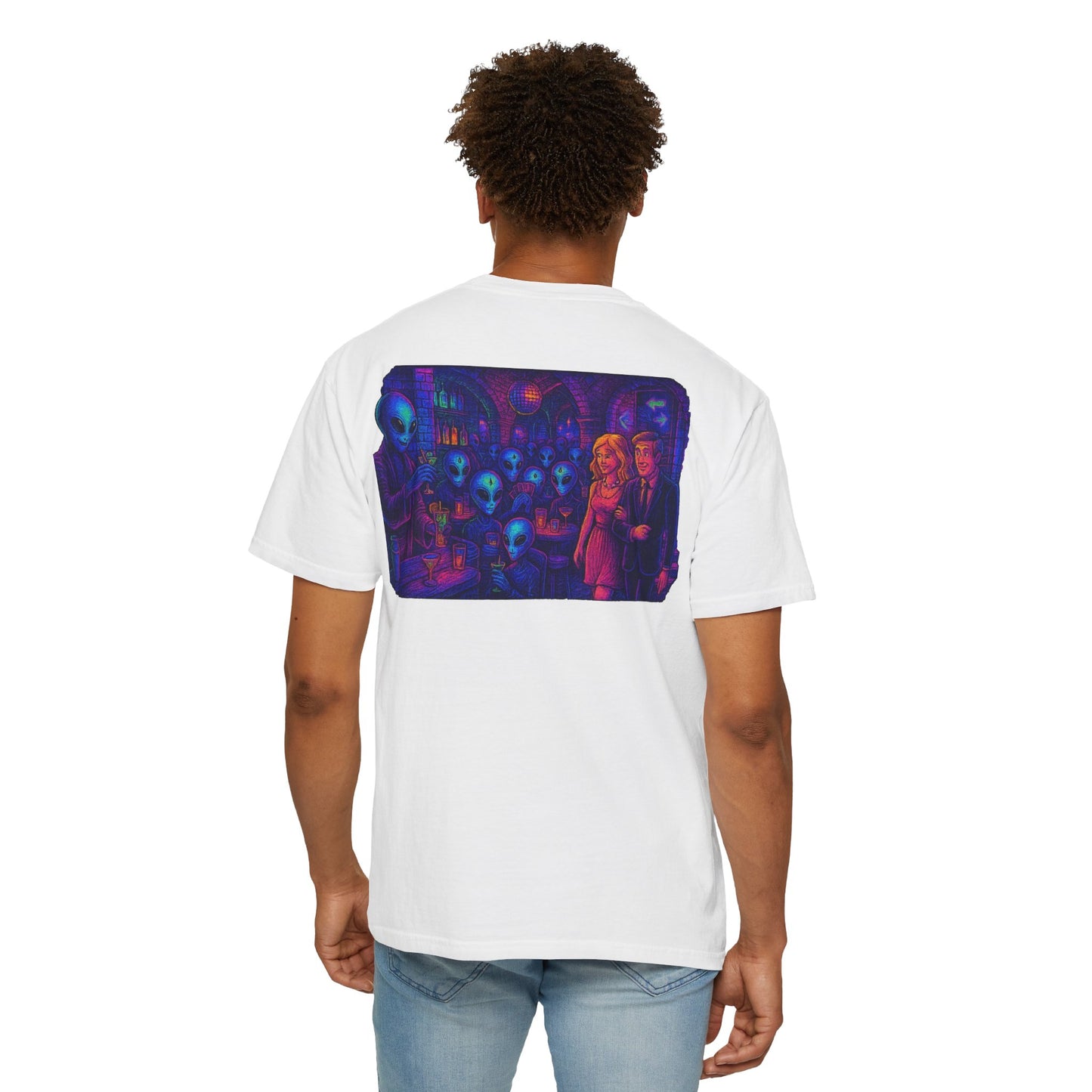 New  Disco Club By Trueiluminati Unisex T-shirt with Alien Love Design, Fun Graphic Tee, Casual Wear, Gift for Friends, Unique Party Shirt, Statement Top