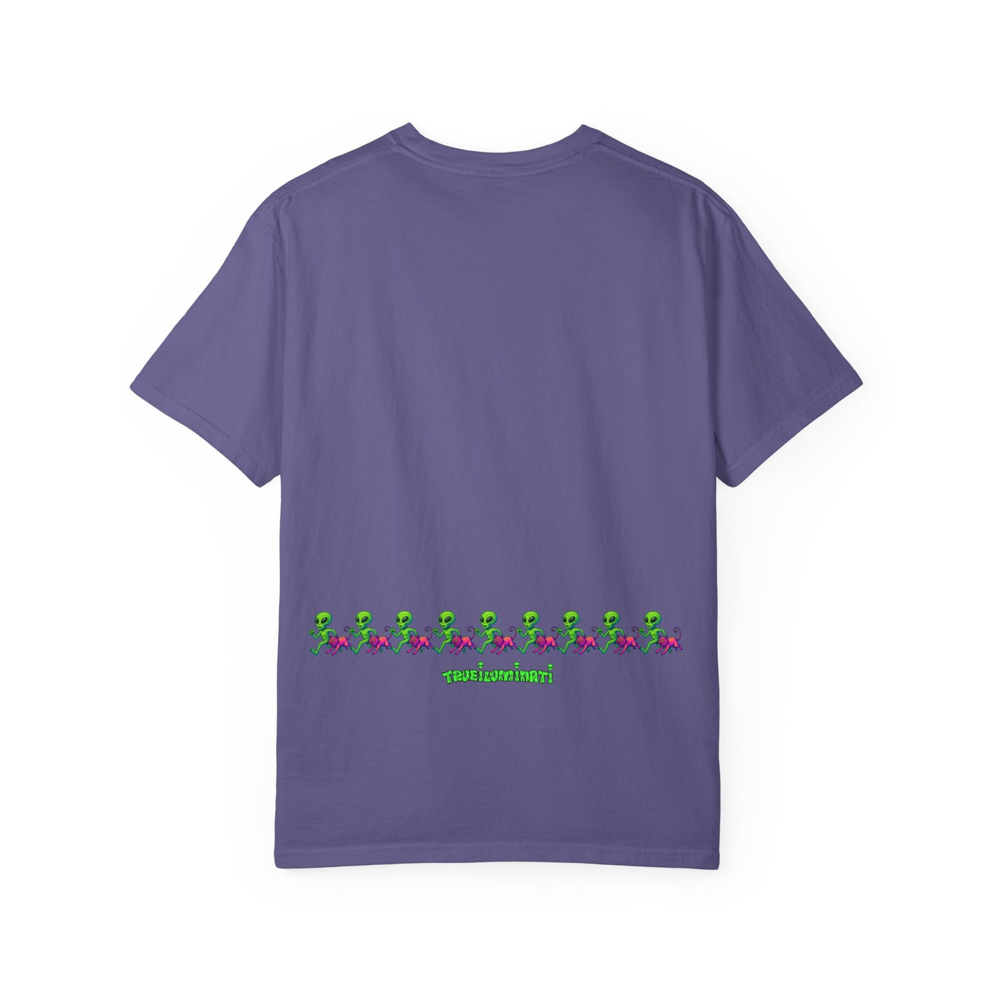 Alien-Inspired Garment-Dyed Unisex T-Shirt, Fun Graphic Tee, Casual Wear, Gift for Space Lovers, Unique Everyday T-Shirt
